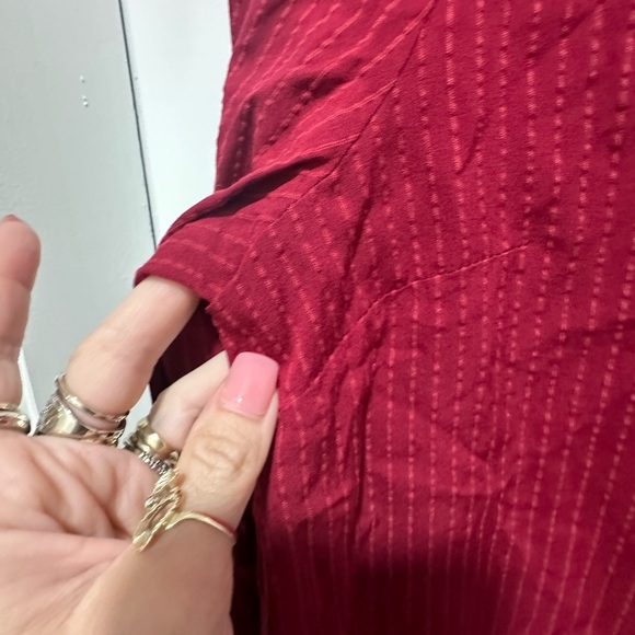 Modcloth Red Puff Sleeve Blouse with Peter Pan Collar - Picture 4 of 4